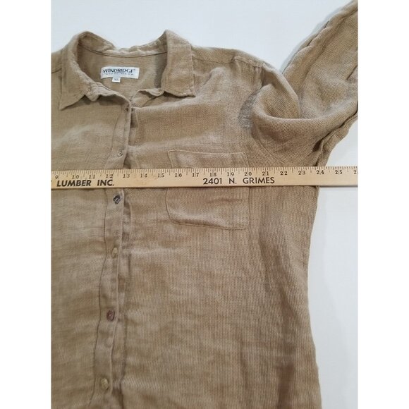 Vtg Windridge Cheryl Nash Womens Top Shirt Size XL Mesh Linen Brown Long Sleeve - Picture 7 of 12